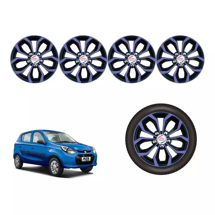 Auto Pearl Vio02_R Press Type Car Wheel Cover with Retention Ring 304.8 mm (12 Inch) Glossy Purple, Black for Maruti Alto 800 (Set of 4)