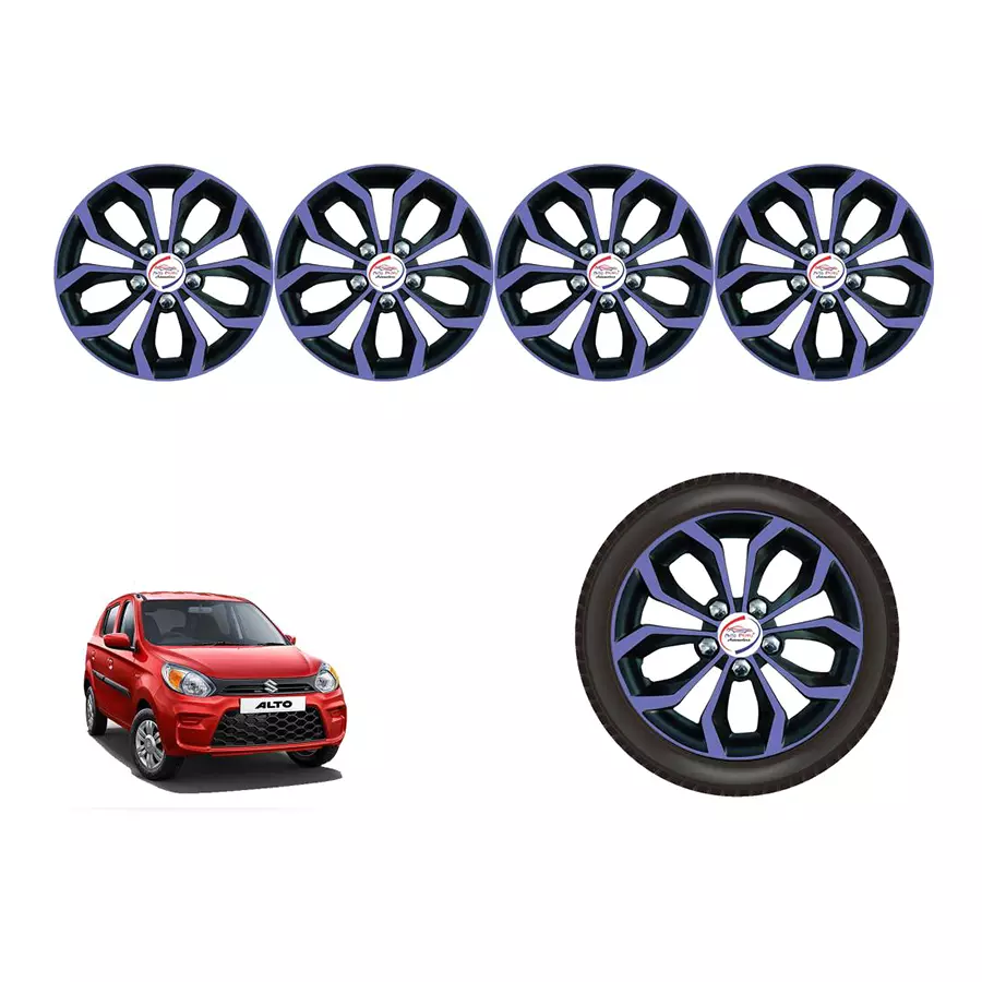 Auto Pearl Vio05_R Press Type Car Wheel Cover with Retention Ring 304.8 mm (12 Inch) Glossy Purple, Black for Maruti Alto 800 LXI (Set of 4)