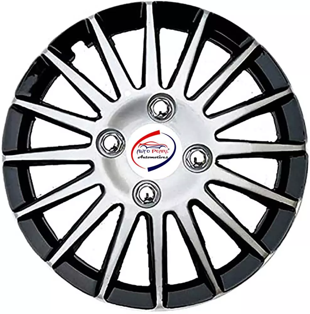 Auto Pearl CDC01 R12  304.8 mm (12 Inch) Press Type Wheel Hubcap with Retention Ring Silver Black Wheel Cover for Maruti 800 (Set of 4)