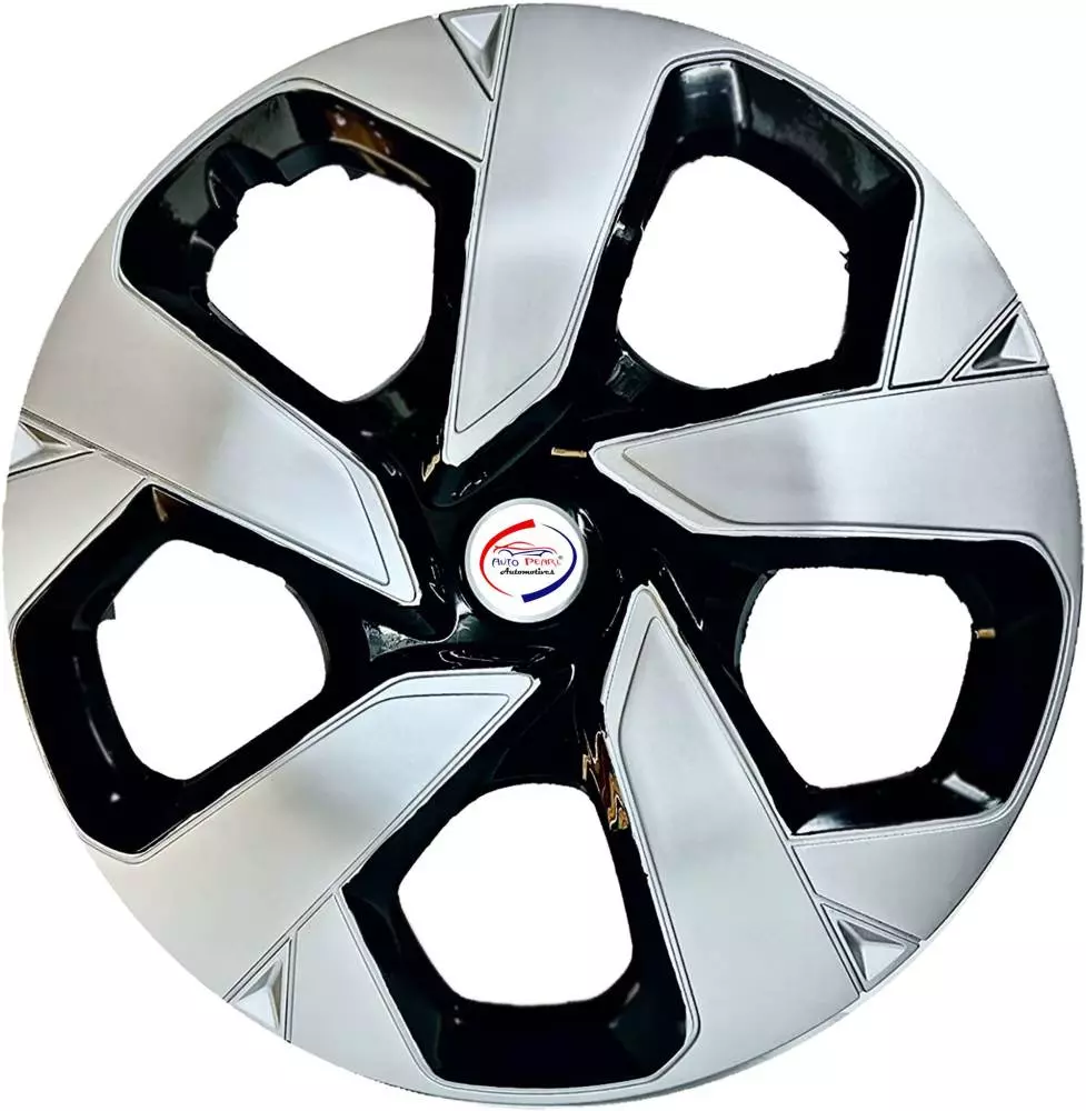 Auto Pearl BS01 R15  381 mm(15 Inch) Press Type Wheel Hubcap with Retention Ring Glossy Black Silver Wheel Cover for Honda City i VTEC E (Set of 4)
