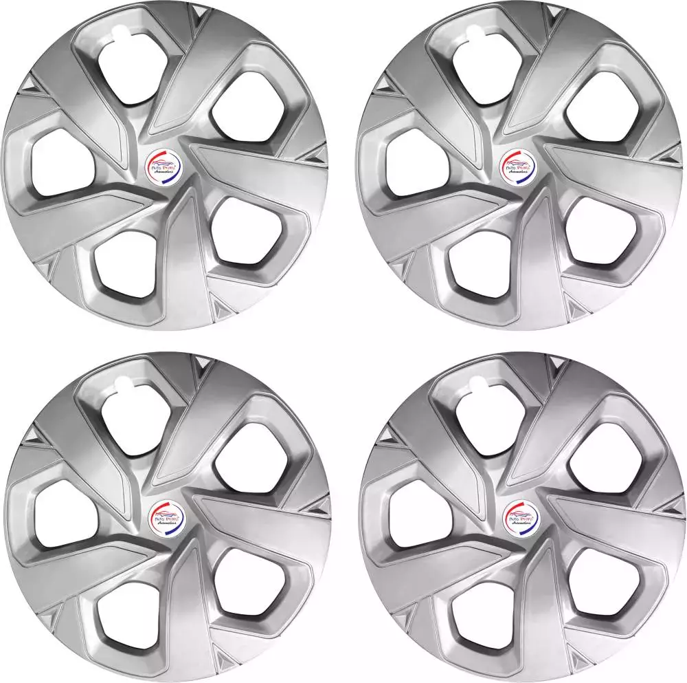 Auto Pearl S07 R15 r 381 mm(15 Inch) ess Type Wheel Hubcap with Retention Ring Glossy Silver Wheel Cover for Maruti Ciaz Alpha Petrol (Set of 4)