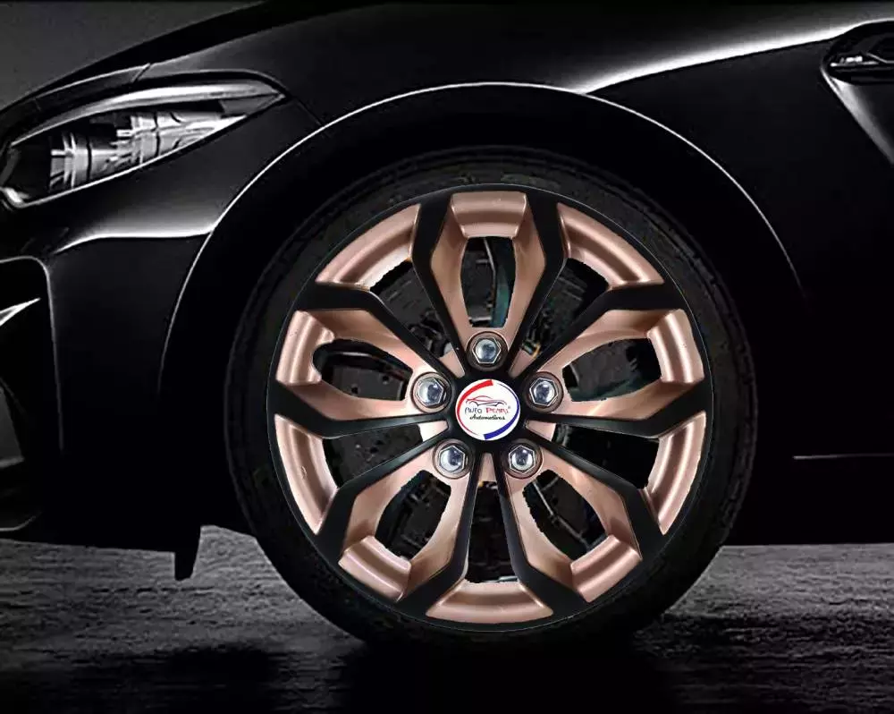 Auto Pearl Rev01 14 in 35.56 cm (14 Inch) ch PPress Type Wheel Cap Hubcap with Retention Ring|Glossy Gold Rev Wheel Cover for Maruti Swift (Set of 4)
