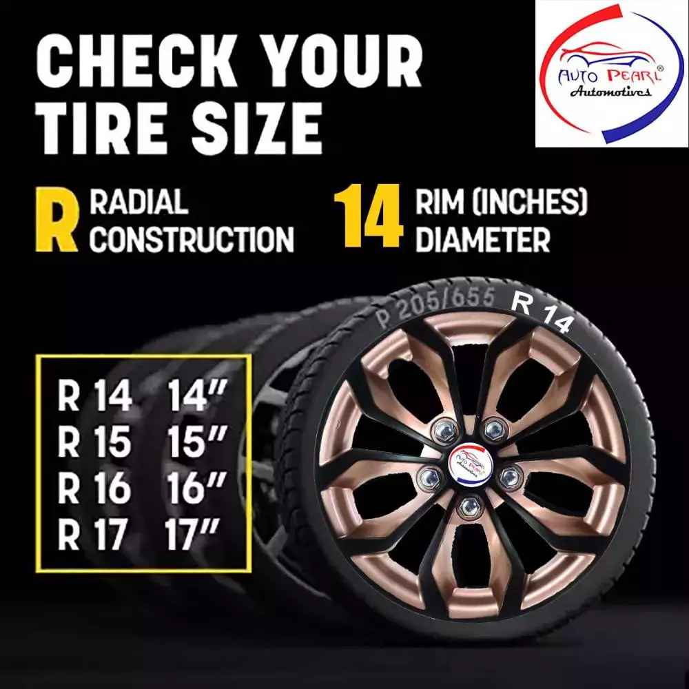 Auto Pearl Rev01 14 in 35.56 cm (14 Inch) ch PPress Type Wheel Cap Hubcap with Retention Ring|Glossy Gold Rev Wheel Cover for Renault Pulse (Set of 4)