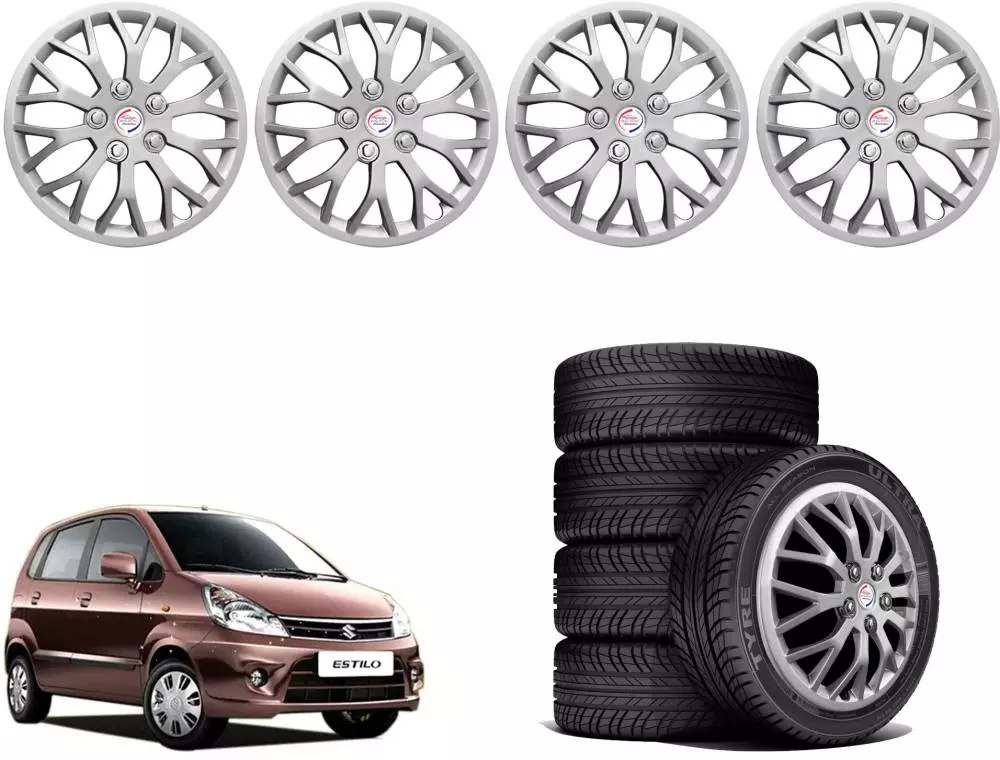 Auto Pearl ViS13_R33.02 cm (13 Inch) Press Type Wheel Hubcap with Retention Ring Glossy Silver Wheel Cover for Maruti NA13 cm