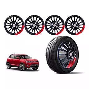 Auto Pearl BR10 Press Type Wheel Cover with Retention Ring For Mahindra XUV300 W4 Petrol (Pack of 4 Pcs)