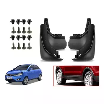 Auto Pearl Front and Rear Mud Guard For Tata Zest (Black) Set of 4 Pcs