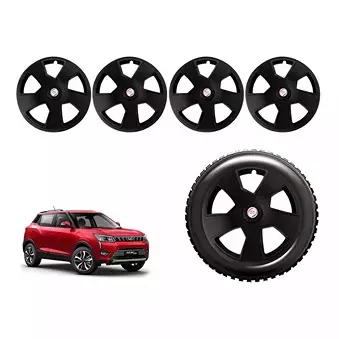 Auto Pearl ScBK10 R16 Press Type Wheel Hubcap with Retention Ring 406.4 mm (16 Inch) for Mahindra XUV300 W8 AMT Optional Diesel (Pack of 4 Pcs)