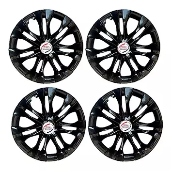 Auto Pearl InBlk08 R15 Press Type Wheel Hubcap with Retention Ring 381 mm(15 Inch) for Honda City (Pack of 4 Pcs)