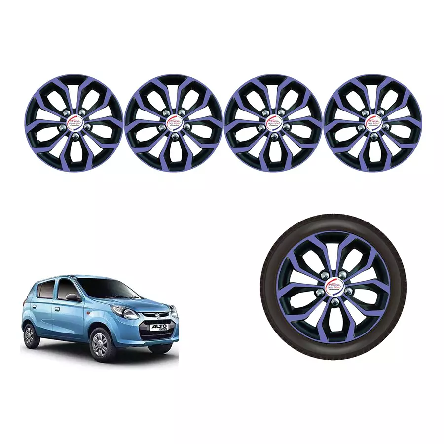Auto Pearl Vio03_R Press Type Car Wheel Cover with Retention Ring 304.8 mm (12 Inch) Glossy Purple, Black for Maruti Alto 800 STD (Set of 4)