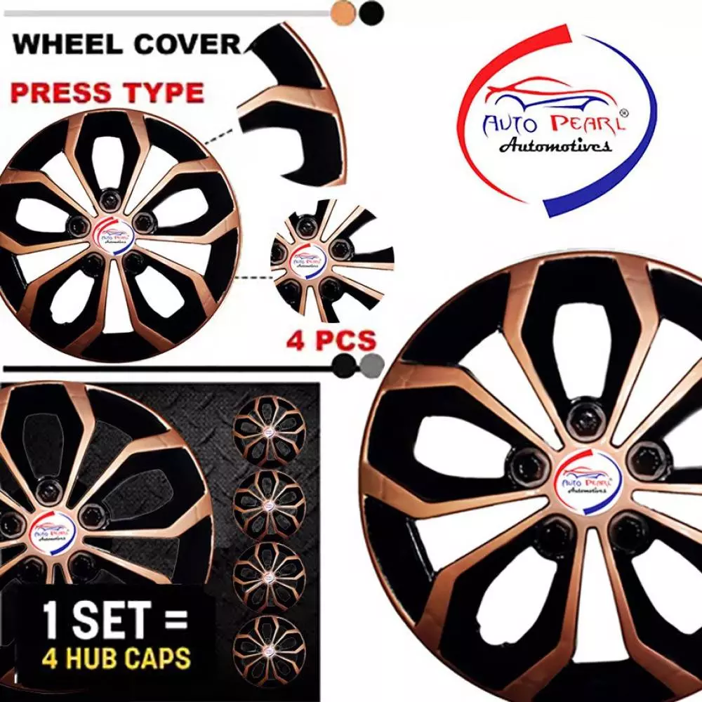 Auto Pearl Cop75_355.6 mm(14 Inch) Press Type Wheel Cap Hubcap with Retention Ring Glossy Black Wheel Cover for Toyota Etios Liva14 cm