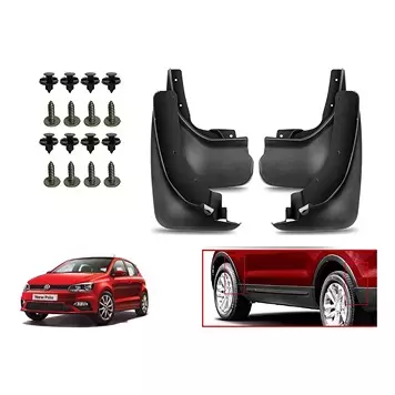 Auto Pearl Front and Rear Mud Guard For Volkswagen Polo 1.2 MPI Trendline 2020 (Black) Set of 4 Pcs