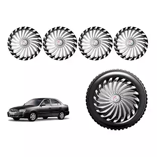 Auto Pearl HuDC01 R14 Press Type Wheel Hubcap with Retention Ring 35.56 cm (14 Inch) for Accent (Pack of 4 Pcs)