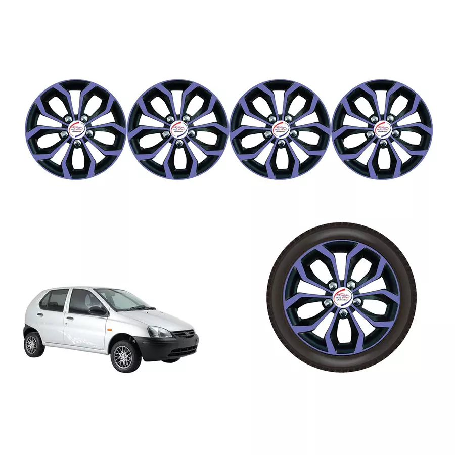 Auto Pearl Vio17_R Press Type Car Wheel Cover with Retention Ring 33.02 cm (13 Inch) Glossy Purple, Black for Tata Indica (Set of 4)