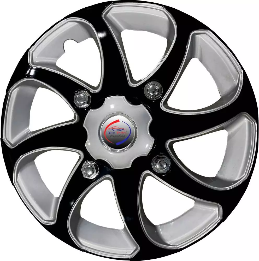 Auto Pearl BBSB19 R15 381 mm(15 Inch) PPress Type Wheel Hubcap with Retention Ring Glossy Silver Black Wheel Cover for Maruti Ertiga LXI Petrol (Set of 4)