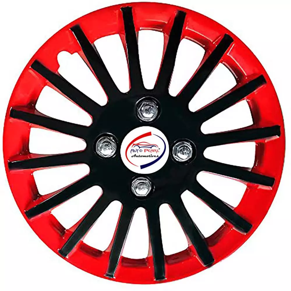 Auto Pearl CBR02 R14 35.56 cm (14 Inch) Press Type Wheel Hubcap with Retention Ring Glossy Black Red Wheel Cover for Tata Altroz XE Petrol (Set of 4)