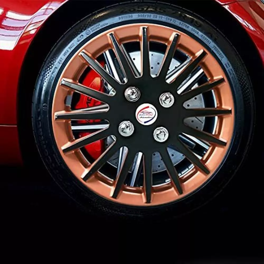 Auto Pearl CCR10 R12  304.8 mm (12 Inch) Press Type Wheel Hubcap with Retention Ring Glossy Copper Reverse Wheel Cover for Universal for Car Universal for Car (Set of 4)