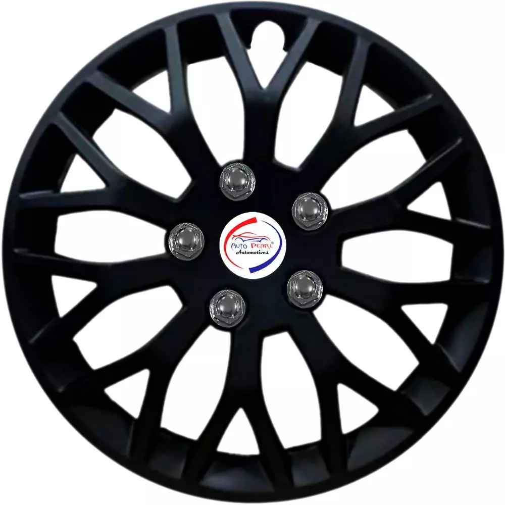 Auto Pearl ViB49 R14  355.6 mm(14 Inch) Press Type Wheel Hubcap with Retention Ring Glossy Black Red Strip Wheel Cover for Tata Tiago 1.05 Revotorq XT (Set of 4)