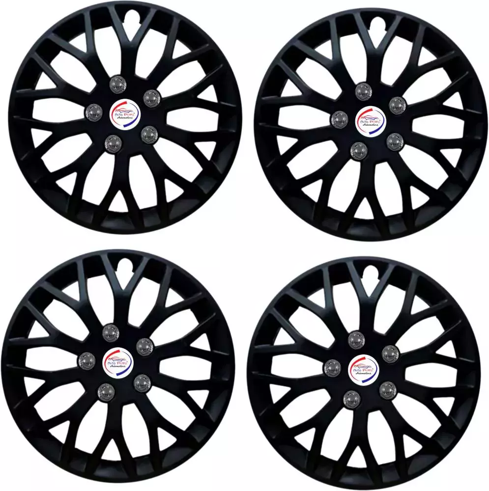 Auto Pearl ViB49 R14  355.6 mm(14 Inch) Press Type Wheel Hubcap with Retention Ring Glossy Black Red Strip Wheel Cover for Tata Tiago 1.05 Revotorq XT (Set of 4)