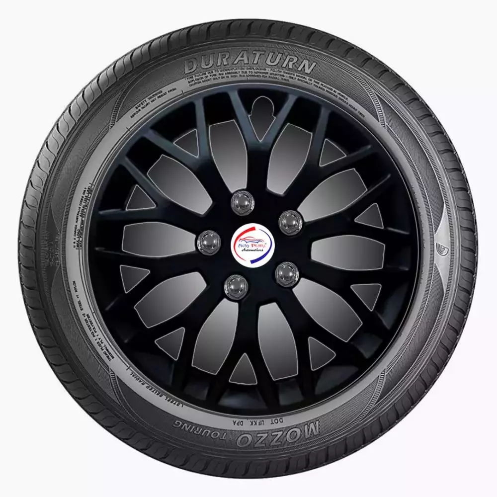 Auto Pearl ViB49 R14  355.6 mm(14 Inch) Press Type Wheel Hubcap with Retention Ring Glossy Black Red Strip Wheel Cover for Tata Tiago 1.05 Revotorq XT (Set of 4)