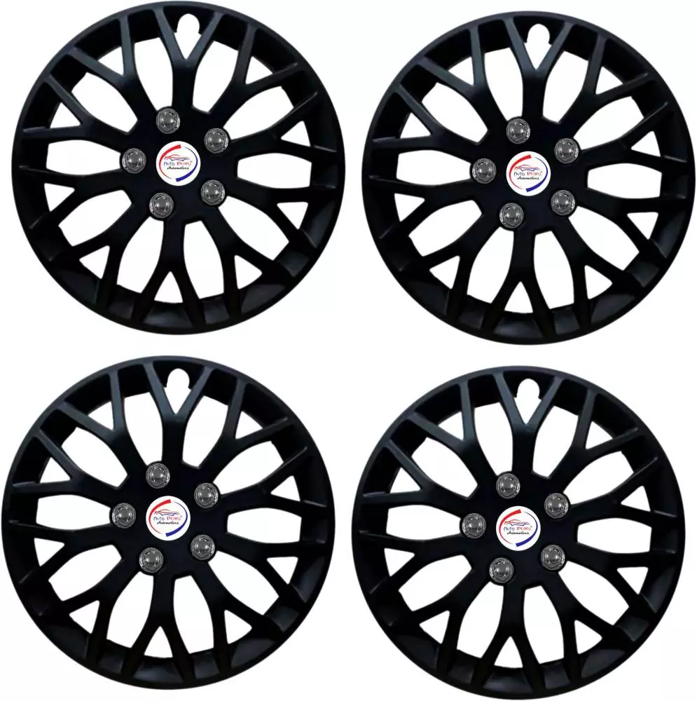 Auto Pearl ViB49 R14  355.6 mm(14 Inch) Press Type Wheel Hubcap with Retention Ring Glossy Black Red Strip Wheel Cover for Tata Tiago 1.05 Revotorq XT (Set of 4)