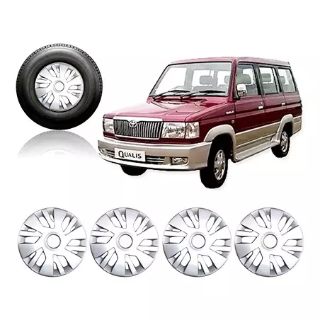 Auto Pearl Premium Quality Car Full Caps Silver 35.56 cm (14 Inch) Wheel Cover For Toyota Qualis (Pack of 4 Pcs)
