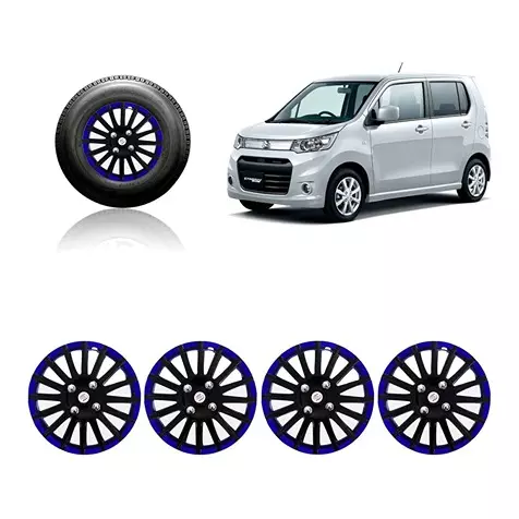 Auto Pearl BT5K18 Premium Quality Car Black and Blue Wheel Cover Caps 33.02 cm (13 Inch) Press Type Fitting Wheel Cover For Maruti WagonR (Pack of 4 Pcs)