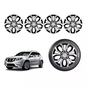 Auto Pearl DC08 Press Type Wheel Cover with Retention Ring For Nissan Terrano (Pack of 4 Pcs)