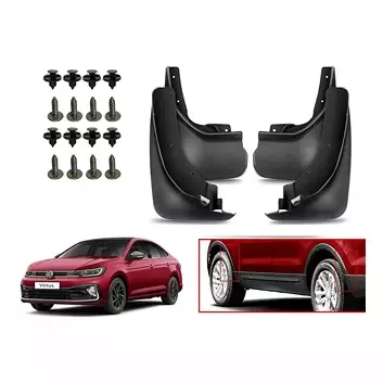 Auto Pearl Front and Rear Mud Guard For Volkswagen NA (Black) Set of 4 Pcs