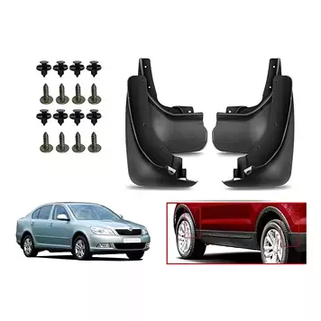 Auto Pearl Front and Rear Mud Guard For Skoda Kushaq (Black) Set of 4 Pcs