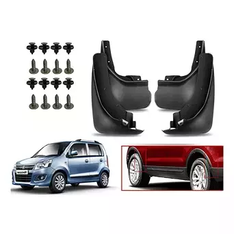 Auto Pearl Front and Rear Mud Guard For Maruti Wagon R CNG LXI 2010 (Black)  Set of Pcs