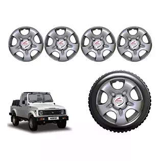 Auto Pearl oSCRSL23 R15 Press Type Wheel Hubcap with Retention Ring 381 mm(15 Inch) for Maruti Suzuki Gypsy King (Pack of 4 Pcs)