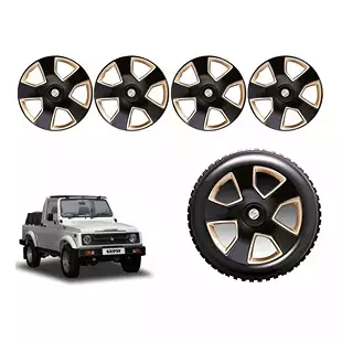 Auto Pearl BKGD23 R15 Press Type Wheel Hubcap with Retention Ring 381 mm(15 Inch) for Maruti Suzuki Gypsy King (Pack of 4 Pcs)
