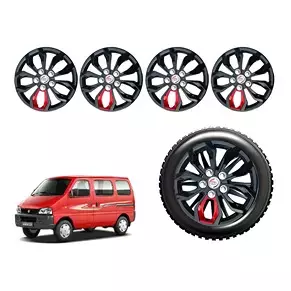 Auto Pearl Blk12 R13 Press Type Wheel Hubcap with Retention Ring 33.02 cm (13 Inch) for Maruti Suzuki Eeco (Pack of 4 Pcs)