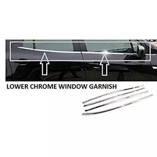 VBX Car Exterior Stainless Steel Lower Window Garnish Chrome Compatible for Renault Kwid - Set of 4 Pcs