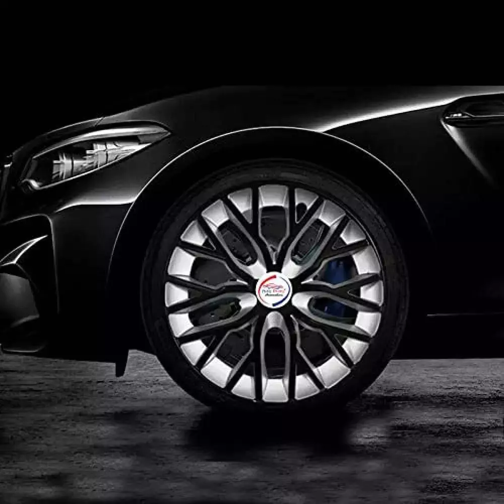 Auto Pearl B-S51 R14 35.56 cm (14 Inch) Press Type Wheel Hubcap with Retention Ring Glossy Black Silver Wheel Cover for Tata Tiago (Set of 4)