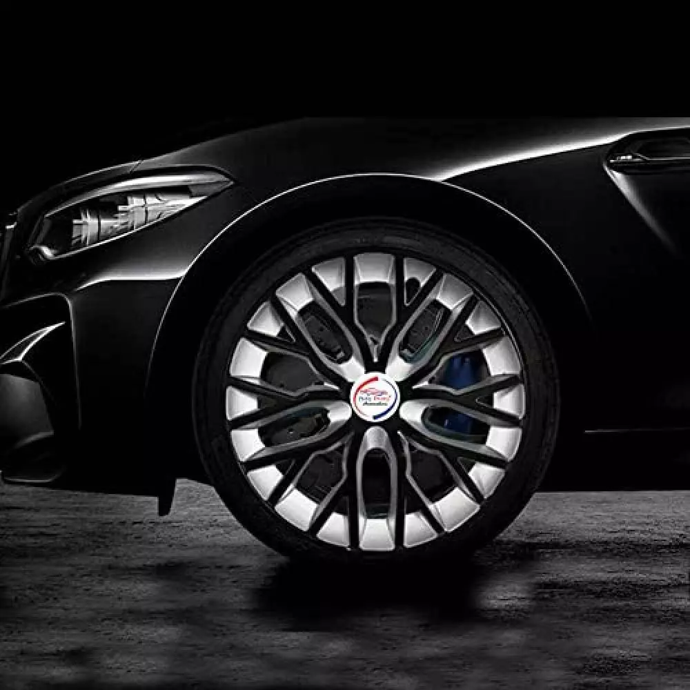 Auto Pearl B-S51 R14 35.56 cm (14 Inch) Press Type Wheel Hubcap with Retention Ring Glossy Black Silver Wheel Cover for Tata Tiago (Set of 4)