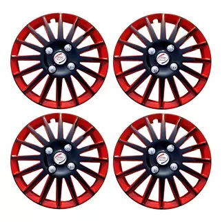 Auto Pearl Premium Quality Car Full Caps Red and Black 35.56 cm (14 Inch) Press Type Fitting Wheel Cover For Ford Figo (Pack of 4 Pcs)