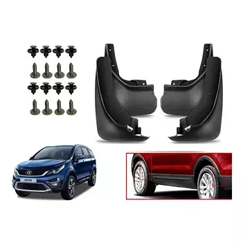 Auto Pearl Front and Rear Mud Guard For Tata Hexa (Black) Set of 4 Pcs