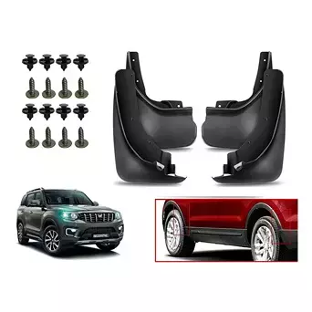 Auto Pearl Front and Rear Mud Guard For Mahindra Scorpio CRDE (Black) Set of 4 Pcs