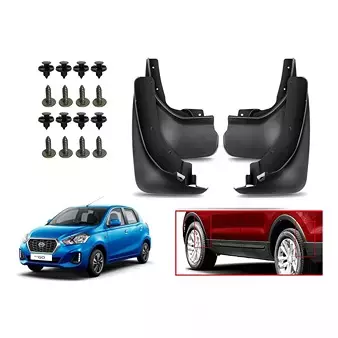 Auto Pearl Front and Rear Mud Guard For Nissan Go Plus A Option Petrol (Black) Set of 4 Pcs