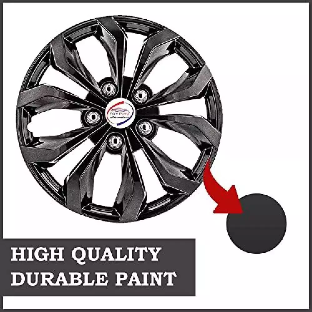 Auto Pearl Blk25 R13  33.02 cm (13 Inch) Press Type Wheel Hubcap with Retention Ring Glossy Black Wheel Cover for Maruti WagonR (Set of 4)