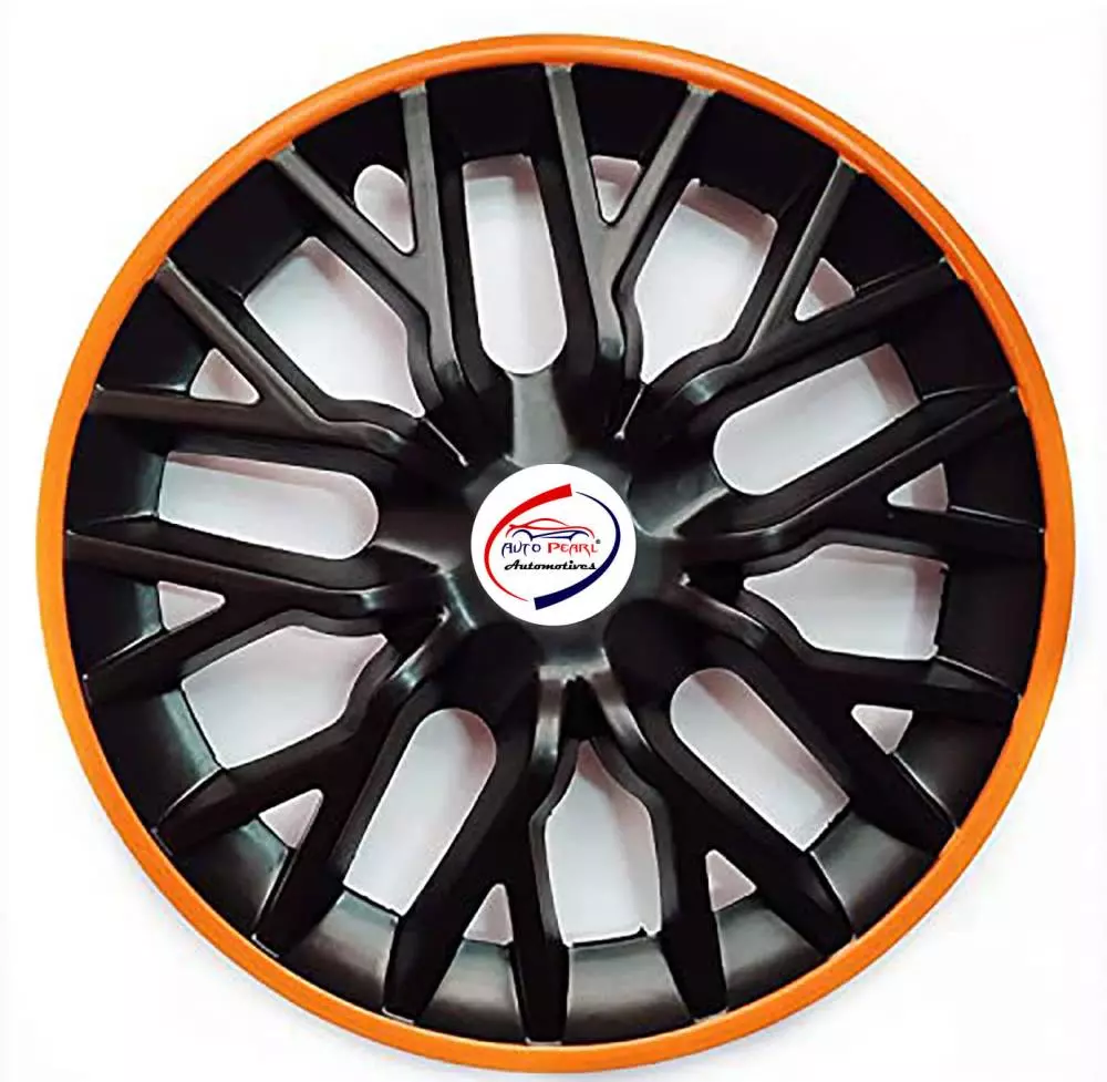 Auto Pearl gBO37 R14 35.56 cm (14 Inch) Press Type Wheel Hubcap with Retention Ring Glossy GTR Black Orange Wheel Cover for Toyota Qualis (Set of 4)-picture-24