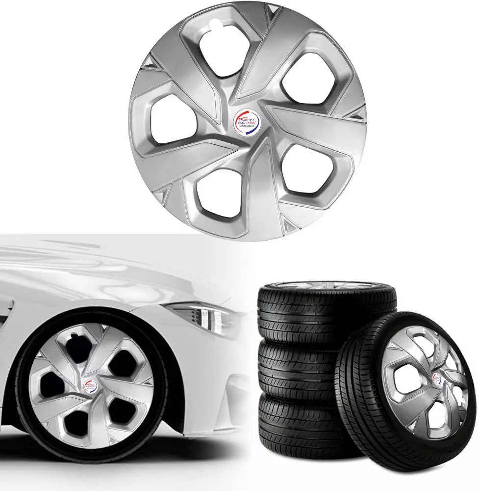 Auto Pearl PS23_R15 Inch (381 mm) Press Type Wheel Hubcap with Retention Ring Glossy Silver Wheel Cover for Maruti Gypsy King15 cm