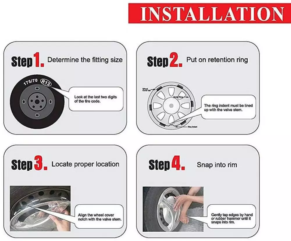Auto Pearl R13 Press Type With Retention Ring PTAC904 Wheel Cover for Santro Xing38.1 cm