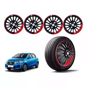 Auto Pearl BR08 R13 Press Type Wheel Hubcap with Retention Ring 33.02 cm (13 Inch) for Datsun Datsun GO Datsun GO T CVT Petrol (Pack of 4 Pcs)
