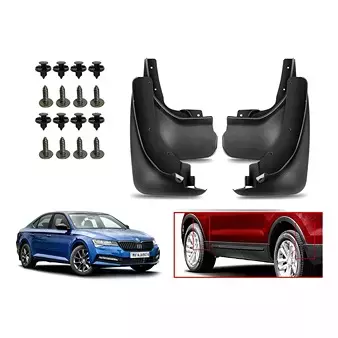 Auto Pearl Front and Rear Mud Guard For Skoda Superb (Black) Set of 4 Pcs