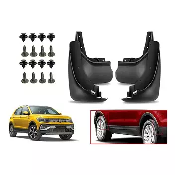Auto Pearl Front and Rear Mud Guard For Volkswagen Taigun 2021 (Black) Set of 4 Pcs