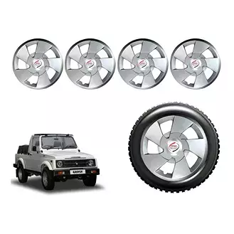 Auto Pearl XuSL23 R15 Press Type Wheel Hubcap with Retention Ring 381 mm(15 Inch) for Maruti Suzuki Gypsy King (Pack of 4 Pcs)