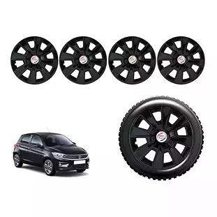 Auto Pearl FiSlvBK51 R14 Press Type Wheel Hubcap with Retention Ring 355.6 mm(14 Inch) for Tata Tiago 1.2 Revotron XZ (Pack of 4 Pcs)