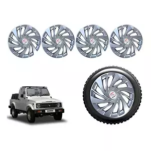 Auto Pearl ErSIL23 R15 Press Type Wheel Hubcap with Retention Ring 381 mm(15 Inch) for Maruti Suzuki Gypsy King (Pack of 4 Pcs)